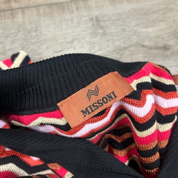 Missoni zig zag chevron polo top in black red - Picture 7 of 8